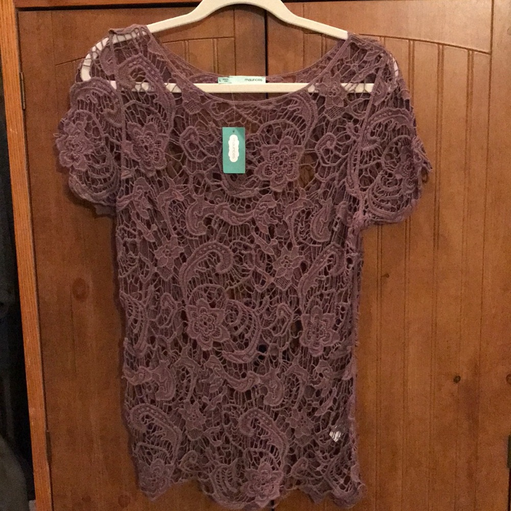 Plum/lavender crochet sweater